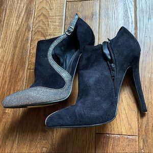 Black suede&silver heel boots from shoedazzle